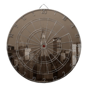 Sepia New York City Skyline Dartboard