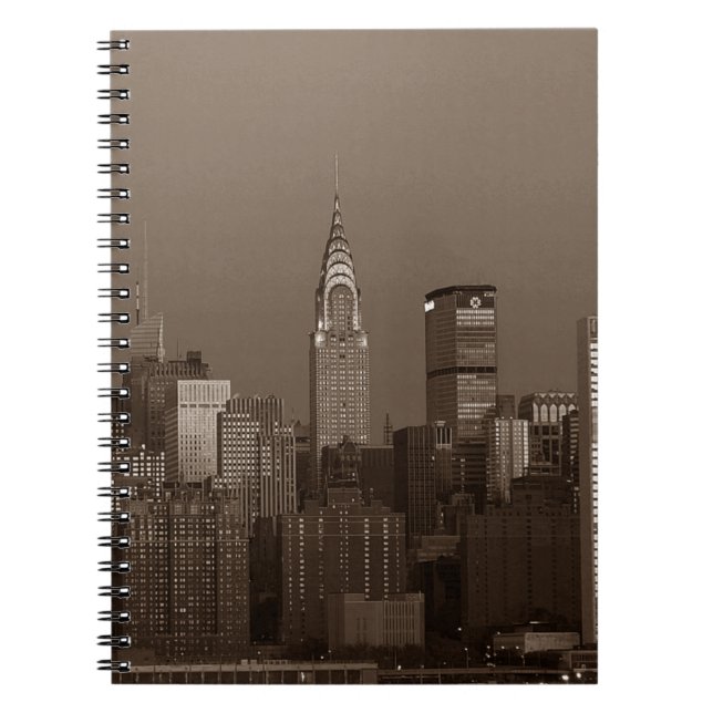 Sepia New York City Skyline Notebook (Front)