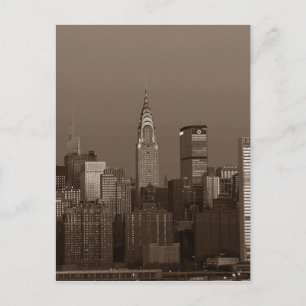 Sepia New York City Skyline Postcard