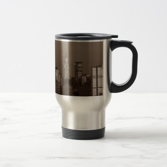 Sepia New York City Skyline Travel Mug (Right)