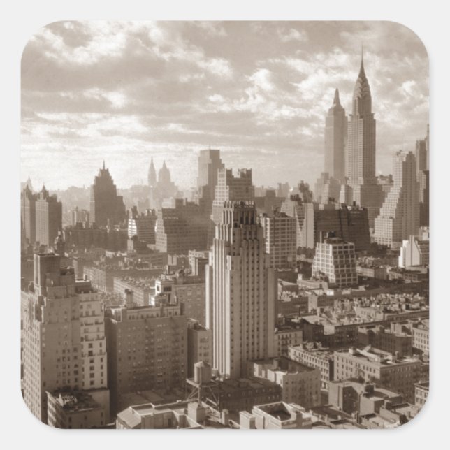 Sepia New York City Square Sticker (Front)