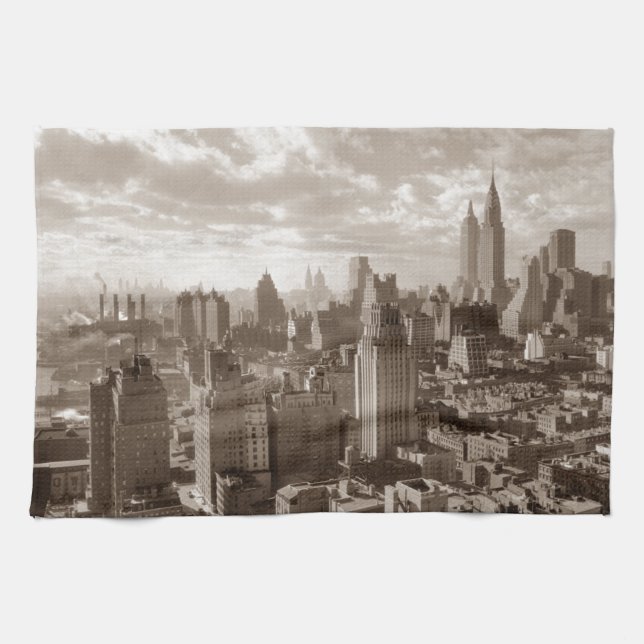 Sepia New York City Tea Towel (Horizontal)