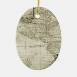 Sepia Old Antique Vintage United States Map Travel Ceramic Ornament