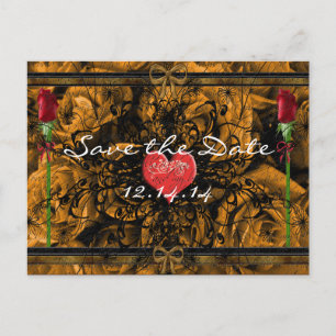 Sepia Old Time Roses Under the Calming Waves Announcement Postcard