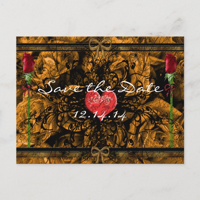 Sepia Old Time Roses Under the Calming Waves Announcement Postcard (Front)