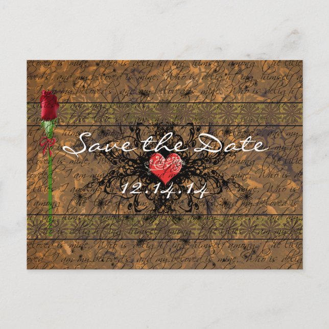 Sepia Old Time Roses Under the Calming Waves Announcement Postcard (Front)