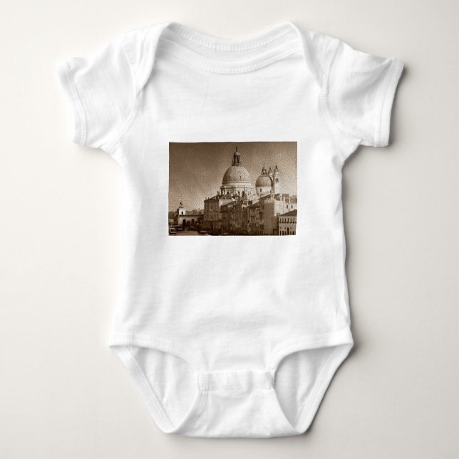 Sepia Paper Effect Venice Grand Canal Baby Bodysuit (Front)