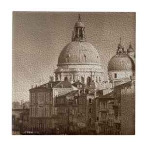Sepia Paper Effect Venice Grand Canal Ceramic Tile