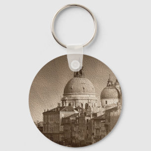Sepia Paper Effect Venice Grand Canal Key Ring