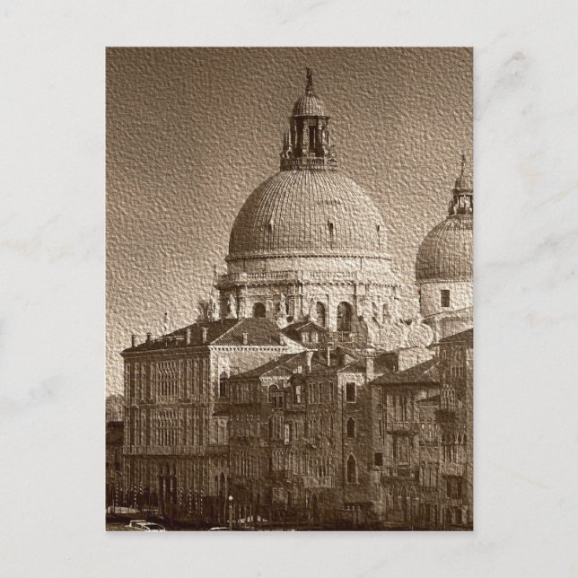 Sepia Paper Effect Venice Grand Canal Postcard (Front)