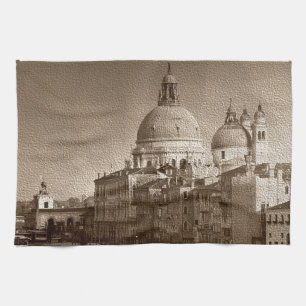 Sepia Paper Effect Venice Grand Canal Tea Towel