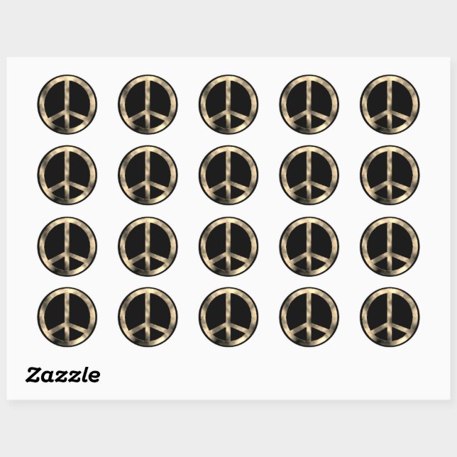 Sepia Peace Sign Stickers (Sheet)