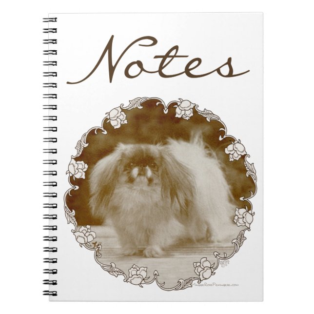 Sepia Pekingese Portrait Notebook (Front)