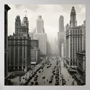 Sepia photo of 1920's Chicago Poster