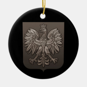Sepia Polish Eagle Shield Ceramic Tree Decoration