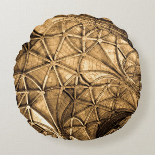 Sepia Portuguese Ceiling Round Cushion