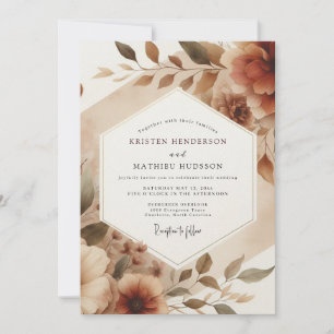 Sepia Romantic Bloom Wedding Invitation