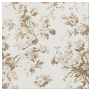 Sepia Rose Branch Toile Pattern Fabric