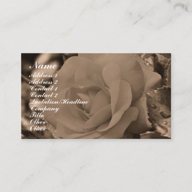 Sepia Rose Flower Photography Business Card (Front)