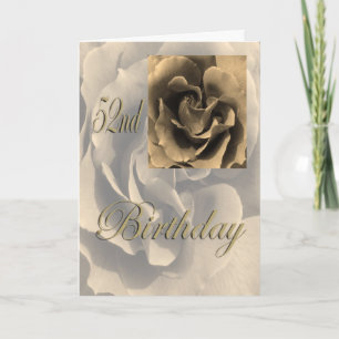 Sepia Rose Happy 52nd Birthday Card
