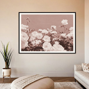 Sepia Roses Floral Garden Photo Art Print Poster