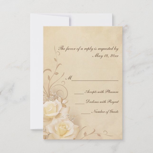 Sepia Roses RSVP Cards (Front)