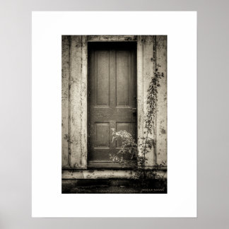 Sepia Rustic Abandoned Building Door Poster Print