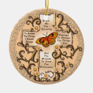 Sepia Serenity Cross Ceramic Ornament