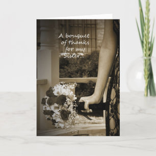 Sepia Sister "Maid of Honour" Bouquet Thank You Card