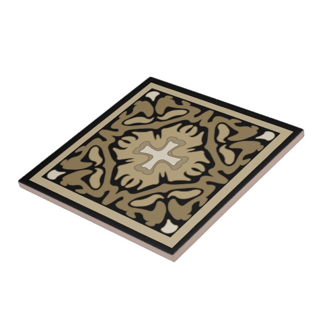 Sepia Spanish Tile on Black Background (Side)