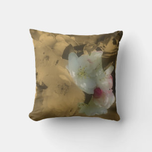 Sepia Spring Blossoms Cushion