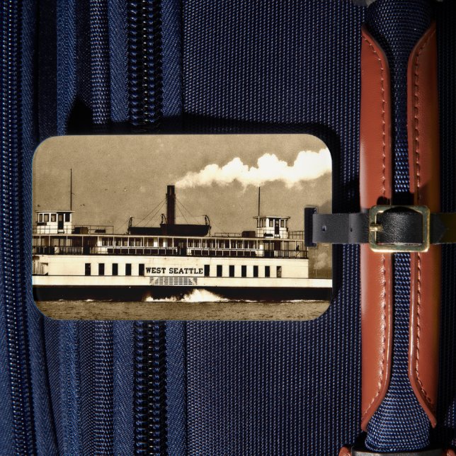 Sepia Steamboat Ferry Luggage Tag (Front Insitu 4)