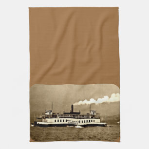 Sepia Steamboat Ferry Tea Towel