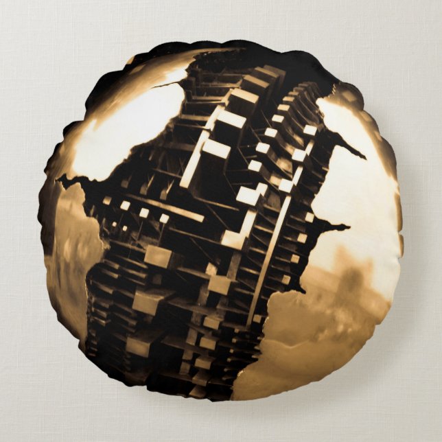 Sepia Steampunk Round Cushion (Front)