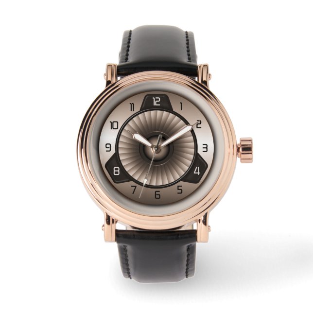 Sepia Steel Jet Engine Pilot's Custom Wrist Watch (Front)
