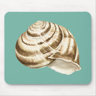 Sepia Striped Shell on Teal Mouse Pad
