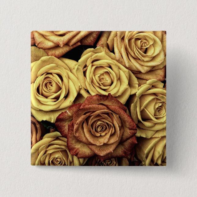 Sepia Tinted Roses 15 Cm Square Badge (Front)