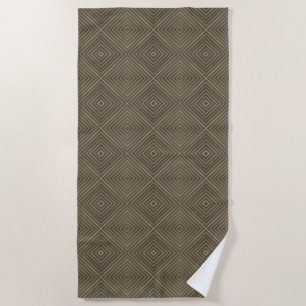 Sepia Tone Hypnotic Diamond Modern Pop Art Beach Towel