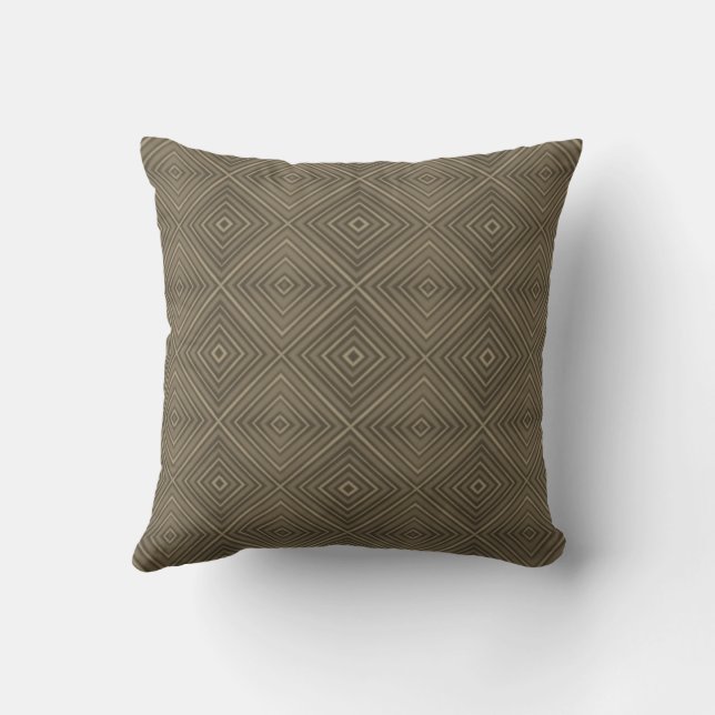 Sepia Tone Hypnotic Diamond Modern Pop Art Cushion (Back)
