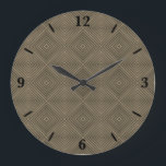 Sepia Tone Hypnotic Diamond Modern Pop Art Large Clock<br><div class="desc">Round Wall Clock, wall art decor and home furnishing decor accessory with Sepia Tone Hypnotic Diamond Modern Pop Art Abstract illustration custom printed to order with original artwork design images by The Fabric Seal print on demand shop at Zazzle #ZazzleMade https://www.zazzle.com/store/thefabricseal 🎨 This graphic art drawing features an awesome looking...</div>