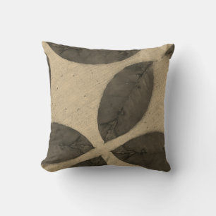 sepia tone leaves solid  plain black back cushion