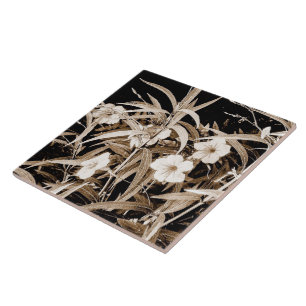 Sepia Tone Mexican Petunias Ceramic Tile