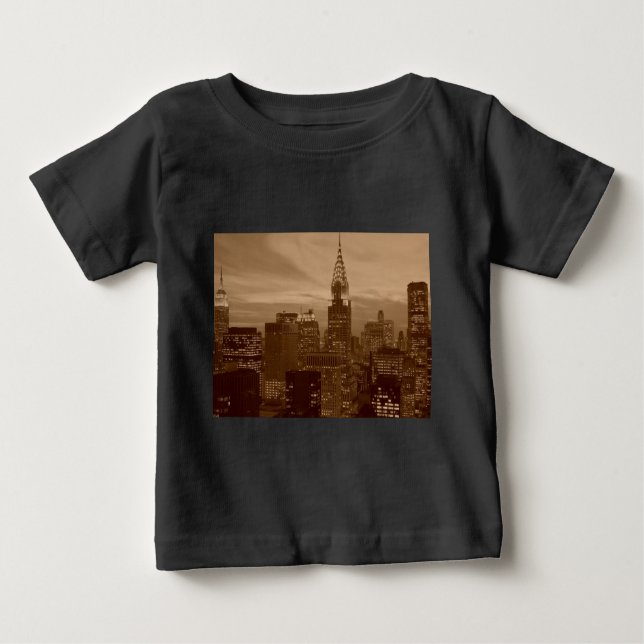 Sepia Tone New York City Baby T-Shirt (Front)