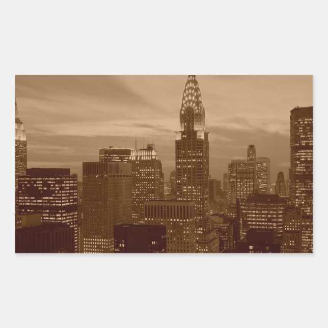Sepia Tone New York City Rectangular Sticker (Front)