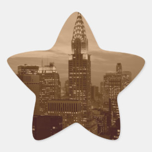 Sepia Tone New York City Star Sticker