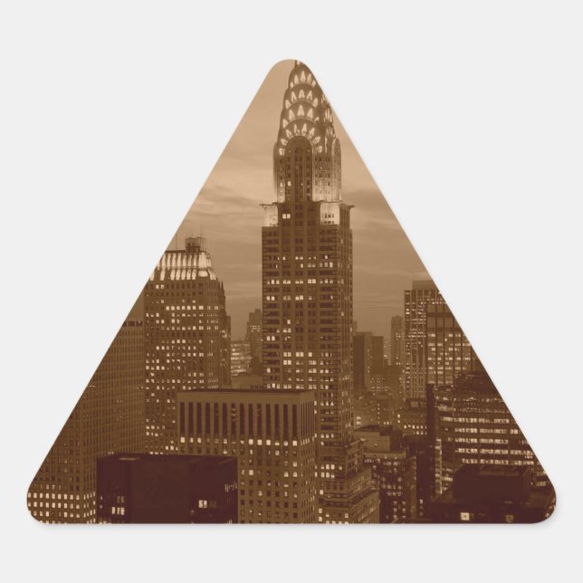 Sepia Tone New York City Triangle Sticker (Front)