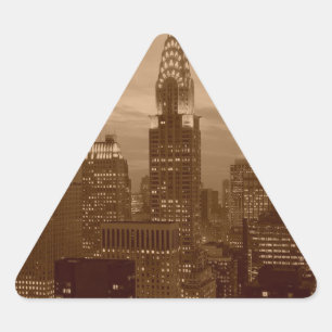 Sepia Tone New York City Triangle Sticker