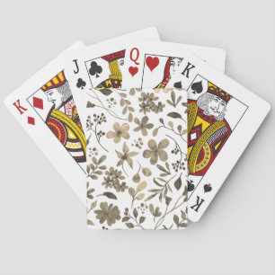 Sepia Tone Vintage Floral Print Playing Cards