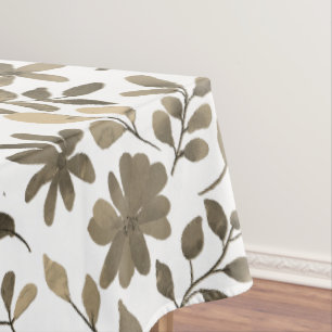 Sepia Tone Vintage Floral Print Tablecloth