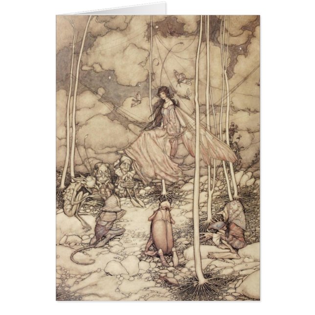 Sepia-toned Fairy Queen with Creatures (Front)